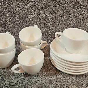 Sweese Set 0f 6 White 2oz Porcelain Espresso Cup And Saucer.